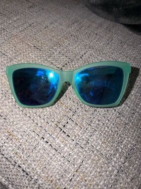 Matte Mint Sunglasses with Mirrored Blue Lenses